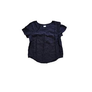 Power of My People POMP The Friend Woven Tee Black 100% Linen Shirt Size Large